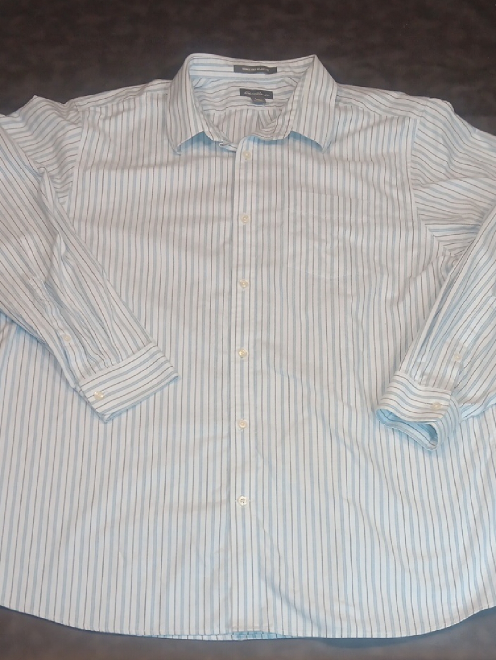 Eddie Bauer Blue and Deeper Blue Striped Button Down Dress Shirt